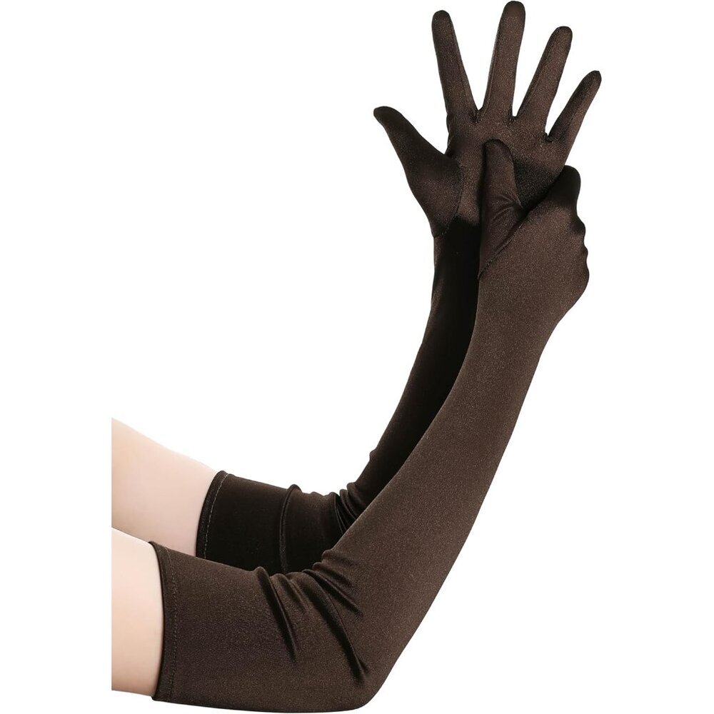 Long Opera Party 1920s Satin Tea Party Gloves Costume Stretchy Adult Size Elbow